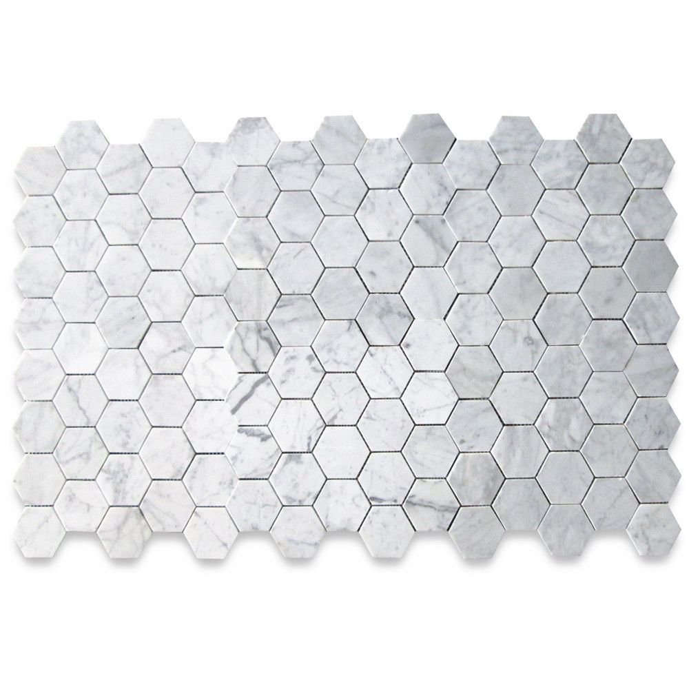 Carrara White Marble 3 inch Hexagon Mosaic Tile Honed