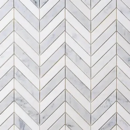 White Carrara Marble Thassos Mosaic 12" x 12"