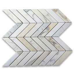 Calacatta Gold Marble 1x4 Chevron Mosaic Tile Polished