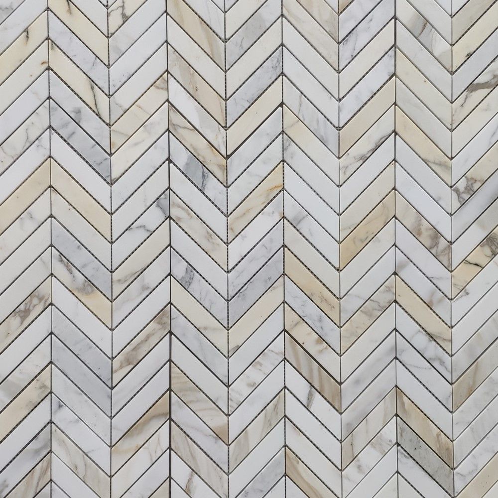 Calacatta Gold Marble 1x4 Chevron Mosaic Tile Polished